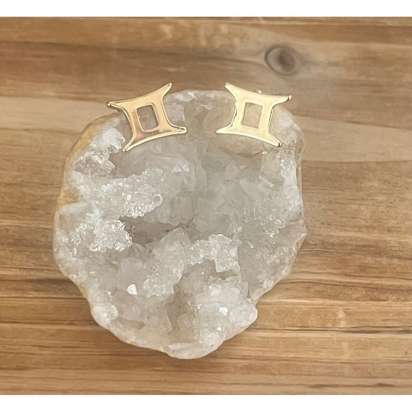Gold Gemini Zodiac Astrology Sign Post Earrings -Small Boho Glam Chic Gift -New - Picture 11 of 15